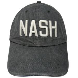 The Nash Collection Gray White Blue OSFM Baseball Cap NASH Logo Slideback Hat